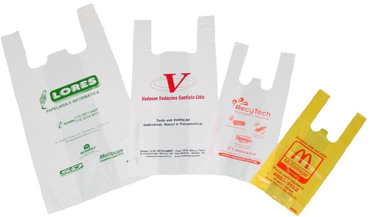 Sacola plástica tipo camiseta
